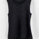 Black Vintage 90s Sequin Sleeveless Knit Tank Blouse Photo 3