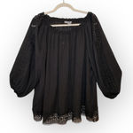 Valerie Stevens Black Romantic Bohemian Lace Peasant Blouse 3X Photo 0