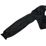 H&M  Puff Sleeve Crop Top Womens M Black Satin Fairy Cottagecore Whimsigoth Y2K Photo 2