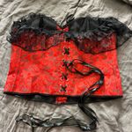 red black Jacquard baroque Lace Trim Off Shoulder Corset Top Bustier corset 3XL Size 3X Photo 4