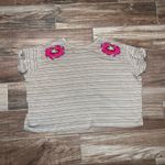 Free People  Catalunya Striped Embroidered T-Shirt - Mushroom Photo 2