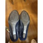 Ralph Lauren Madison Wedge Buckle Slip On Blue Peep Toe Shoes Women's Sz 8.5B Photo 7