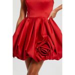Mac Duggal Ieena Strapless Red Rose Bubble Hem Mini Dress Size 4 NWT Photo 2