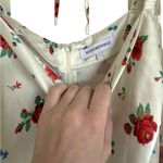 We Wore What  Dress 6 White Red Long Sleeve Roses Floral Puff Sleeve Cowl Photo 8