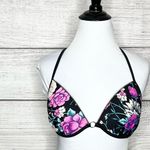 Shade & Shore Black & Pink Floral Studded Light Lift Bikini Top Size 34C Photo 11