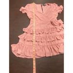 Lulus  Blush‎ Pink Faux Wrap Ruffle Dress M Fall Tiered Flutter Sleeve Mini Photo 6