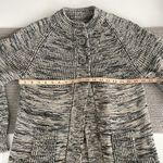 Vintage Heather Black Beige White Blouson Sleeve Mockneck Cardigan Photo 6