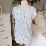 Rachel Ashwell Pastel Blue Linen Floral Top Photo 4