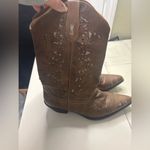 Roper Alisa Snip Toe Cowboy Boots Glitter Underlay Faux Leather Size 11 Western Brown Photo 1