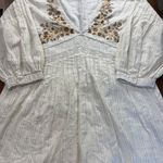 ZARA  Floral Embroidered Mini Dress Women's Size Small Neutral Cotton Lightweight Photo 8