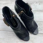 Burberry Sharnford Ankle Boots Open Toe Booties Buckle Leather Heels 38 1/2 Photo 2