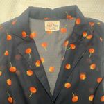 Black Poppy  Size Small Women's‎ Sleeveless Button Sheer Blouse Fruit Navy Summer Photo 2