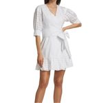 Tanya Taylor Gina Eyelet Trim Wrap Eyelet Mini Dress Ruffle Coquette Coastal Photo 2