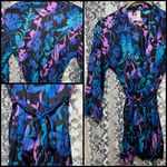 Vintage perfection fit by Roxanne Floral Wrap Blouse beach cover up medium / sm Black Photo 1