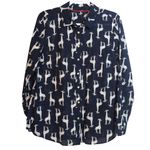Talbots The Classic Casual Shirt Tossed Giraffes Blue Button Up Novelty Size M Photo 1