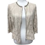 Ruby Rd Cream Lace Crochet Full Zip Cardigan Jacket Blazer‎ Size 10 NWT Feminine Photo 1