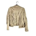 NWT Cropped Soft Faux Western Fringe Suede Open Style Lined Jacket Coat M Cream Size M Photo 5