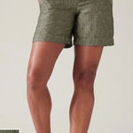 Athleta  Voyager Linen‎ Shorts 100% linen Aspen Olive  Women's SIZE 22W Photo 0