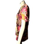 IE Silk Blouse Large Multicolor Floral Swirl Print Boho Y2K Vintage City Chic Brown Photo 2