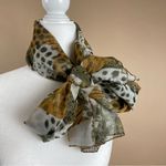 VINTAGE Animal Print Patchwork Sheer Scarf Wrap Chic Classy Formal Flowy Green Photo 4