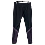Athletic Works Athleta Long Leggings M Black Heather Eggplant Color Block Sporty Gym Workout Photo 4