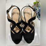 BP B.P. Ankle strap black vegan suede wedge sandal size‎ 8.5 Photo 2