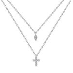 Layered Cross Necklace Silver Photo 0