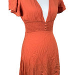 Forever 21 NWT  Deep V Neck Smocked Rust Orange Sundress Dress Small Photo 0