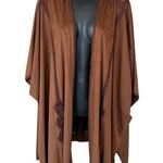 Chico's Chico’s Brown Faux-Suede Crochet Ruana Wrap Photo 0