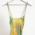 Y2K Womens Tie Dye Bodycon Dress Rainbow Club Rave 90s Orange Green Yellow Small Photo 5