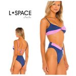l*space New. L* navy and lilac bikini set. XS. Retails $209 Photo 1