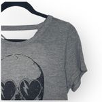 Chaser new  ☻︎ Heart Eye Skull Draped Open Cross Back Tee T Shirt ☻ ︎Heather ☻︎ L Photo 5