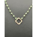 Emerald Gemstone Beaded‎ Clover Necklace Sterling Silver .925 Photo 1