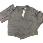 NWT Laurie Felt Dark Gray Tencel Open Front Oversized Cropped Blazer Sz XS Photo 0