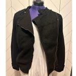 Montana Co Women’s Small Blackberry Crochet Knit Raw Hem Asymetrical Moto Black Photo 0