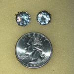 Sparkling Silver Tone CZ Rhinestones Stud Earrings Photo 3