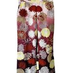 ZARA Satin Floral Wide Leg Brown Pink Pants Sz M Photo 2