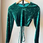 Forever 21  size small green velour crop top long sleeve Photo 0