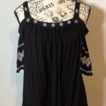Japna  BOHO OFF THE SHOULDER BLACK EMBROIDERED COLD SHOULDER TOP SIZE MED Photo 0