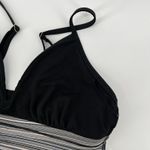 Athleta  Women‎ M Veracruz Stripe Tankini Top Black White Tan Wireless Swim Pool Photo 3