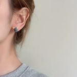 Small Asymmetrical Mouse & Cheese‎ Stud Earrings CuteTrendy little Earrings Yellow Photo 2