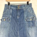 Vintage Y2K Denim Maxi Cargo Skirt Size 10 Stretch Boho Western Utility Modest Blue Photo 3