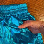 Hot Shorts Shiny Metallic Elastic Drawstring Pockets Size Medium Disco 80s Rave Blue Photo 4