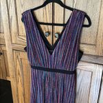 BCBGMAXAZRIA  Metallic‎ Pleated Striped V Neck Gown Multicolored Maxi Dress Small Photo 6