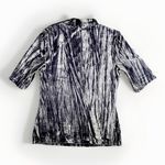 Pilcro and the Letterpress Pilcro‎ Anthropologie Shirt Womens Velveteen Blue Short Sleeve Top Size XS Photo 1