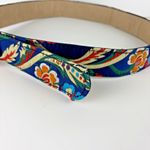 Women's Floral Satin Embroidered Belt Gold Oval Buckle Boho Vintage Style 35" Photo 8