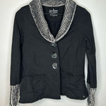 Neon Buddha Knit Collar Patchwork Style Blazer Jacket Size XS Black Photo 0