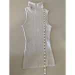 Bebe White Silver Metallic Sleeveless Turtleneck Shirt Tank Top M Y2K Futuristic Photo 6