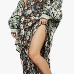 Free People 🆕 All I Wanted Maxi Slip Dress Black Combo Straps Slit XL🆕 Photo 0