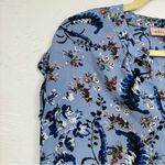 Philosophy  Blue Orange Floral Boho Blouse Womens S Boxy Flowy Shirt Cap Sleeve Photo 1